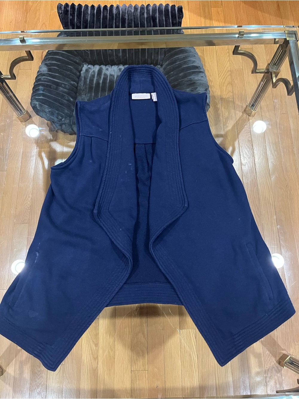 Chico's Navy Open-Front Sleeveless Cardigan Vest